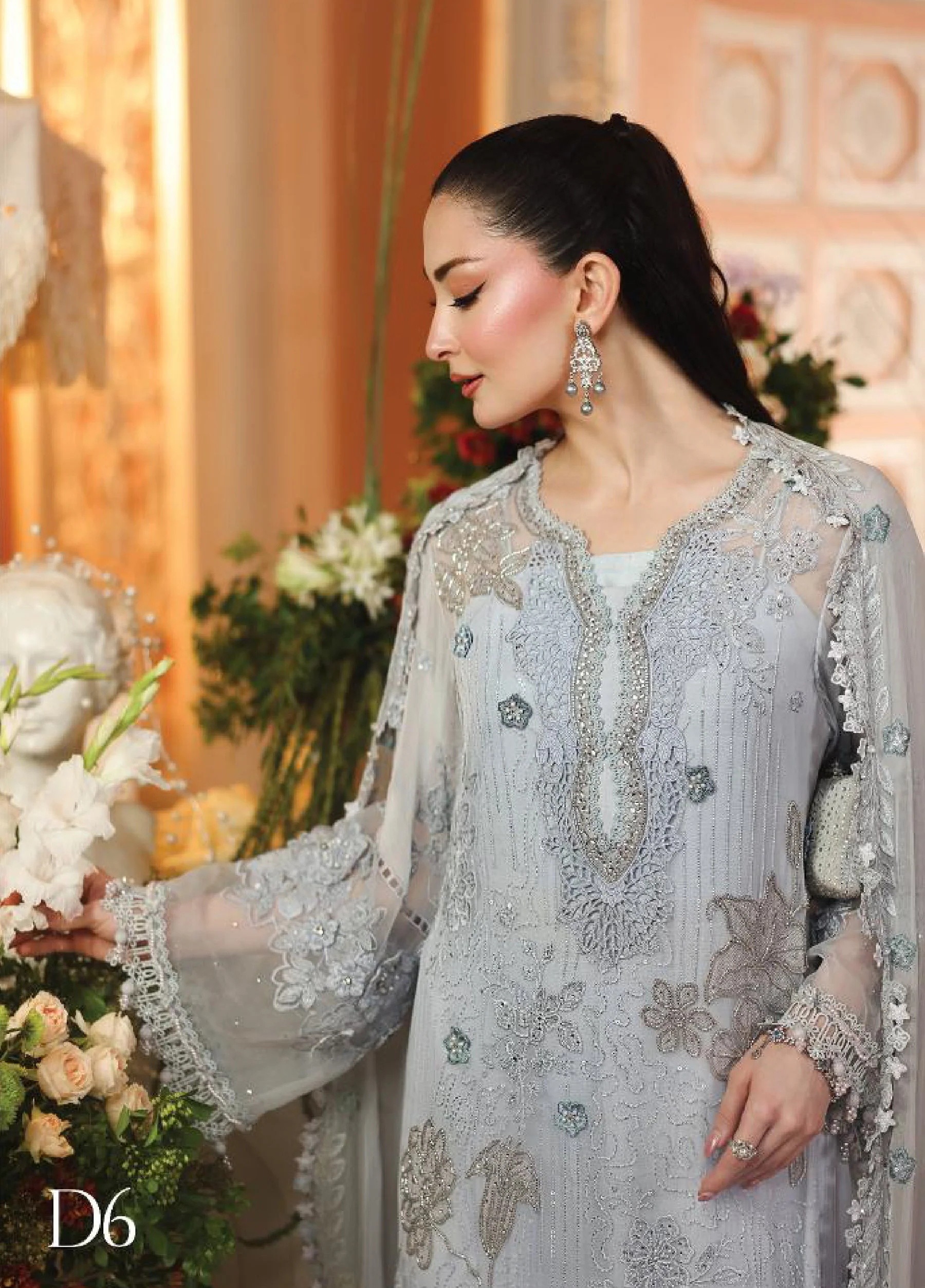 Maria B Unstitched GRAY pakistani fashion outfit in grey tones.